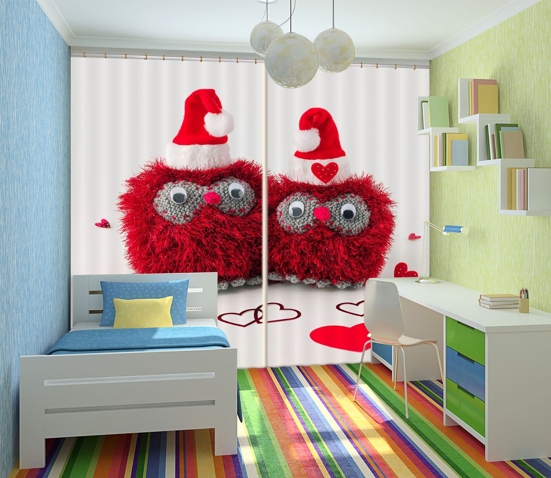 3D Red Chick 229 Assaf Frank Curtain Curtains Drapes Curtains AJ Creativity Home 