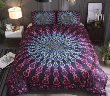 3D Purple Blue Circle Totem 9944 Bed Pillowcases Quilt
