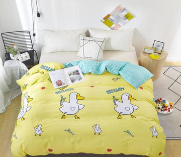 3D Yellow Bottom Goose 3032 Bed Pillowcases Quilt
