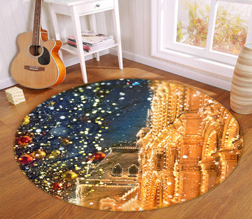 3D Golden House 54087 Christmas Round Non Slip Rug Mat Xmas