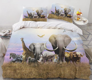 3D Fauna Elephant Giraffe  11134 Bed Pillowcases Quilt