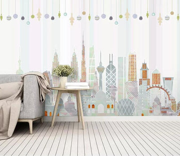 3D Color Building 2124 Wall Murals Wallpaper AJ Wallpaper 2 