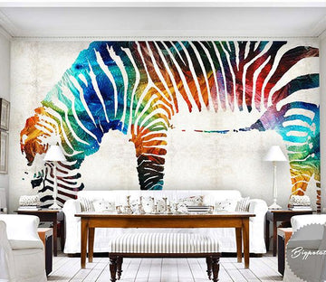 3D Color Zebra 568 Wall Murals Wallpaper AJ Wallpaper 2 
