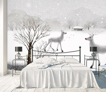 3D Snow Deer 021 Wall Murals Wallpaper AJ Wallpaper 2 