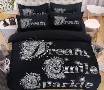 3D Black Star Point 1028 Bed Pillowcases Quilt