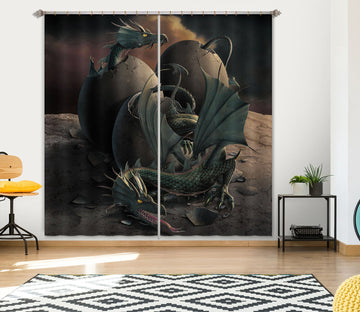 3D Dragon Offspring 033 Vincent Hie Curtain Curtains Drapes Curtains AJ Creativity Home 