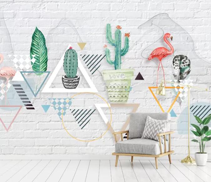 3D Plant Flamingo 093 Wall Murals Wallpaper AJ Wallpaper 2 