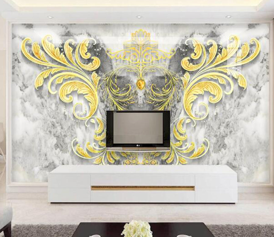 3D Golden Pattern WC1365 Wall Murals