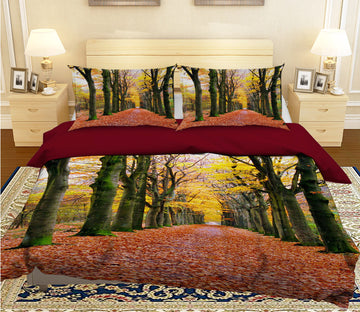 3D Red Deciduous Forest 049 Bed Pillowcases Quilt