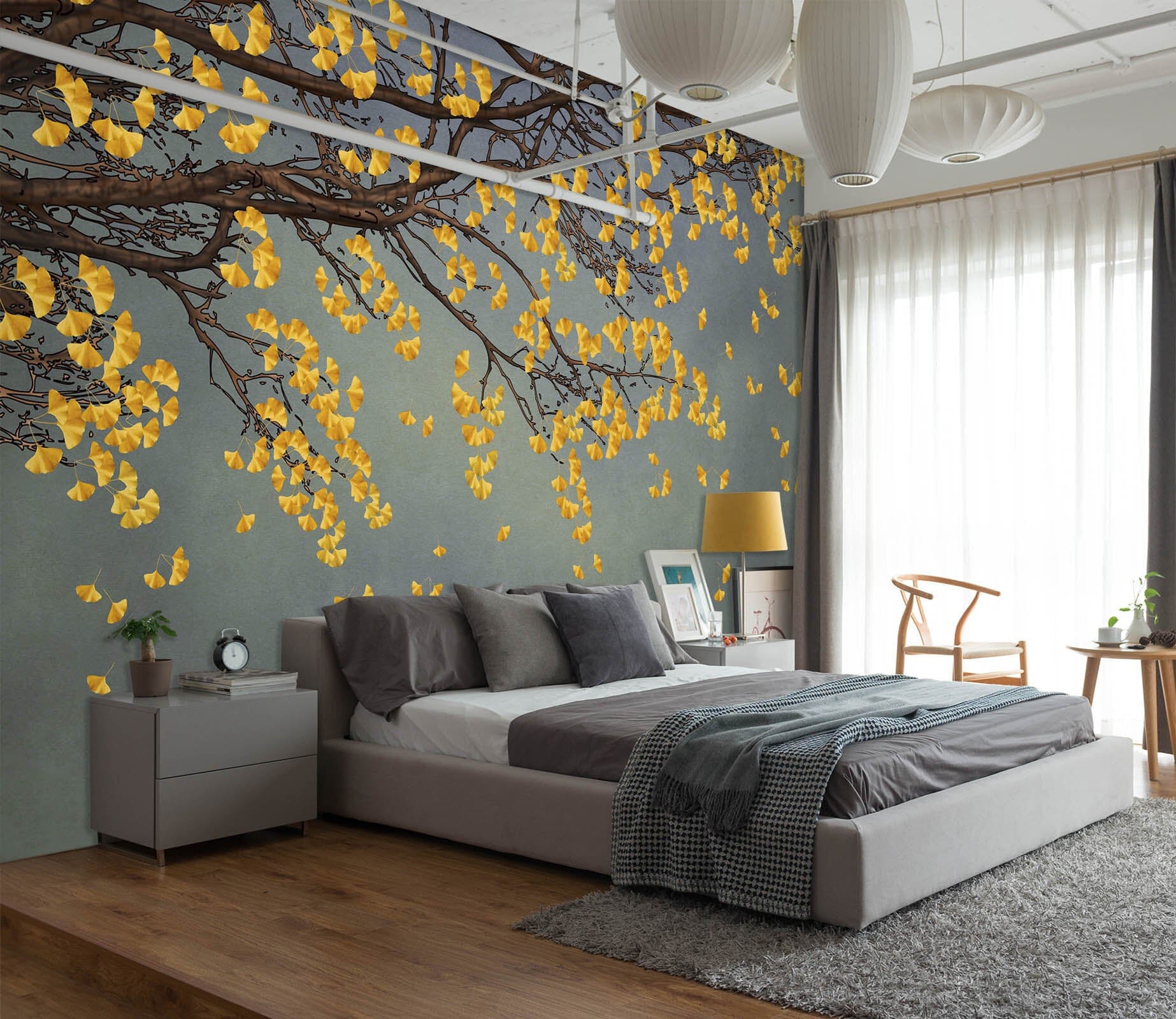3D Golden Leaves 1456 Wall Murals Wallpaper AJ Wallpaper 2 