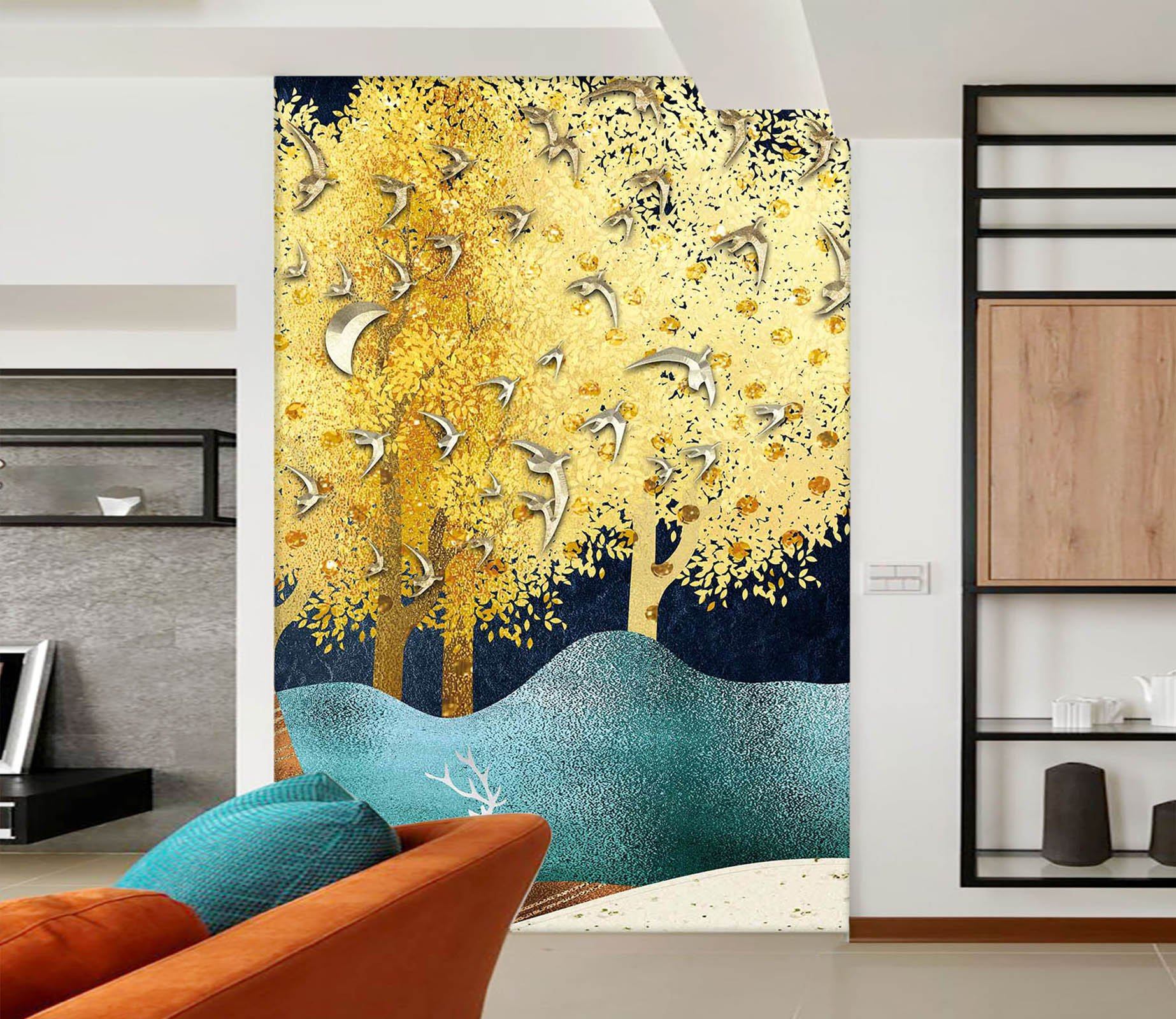 3D Pigeon Deer Tree 704 Wallpaper AJ Wallpaper 