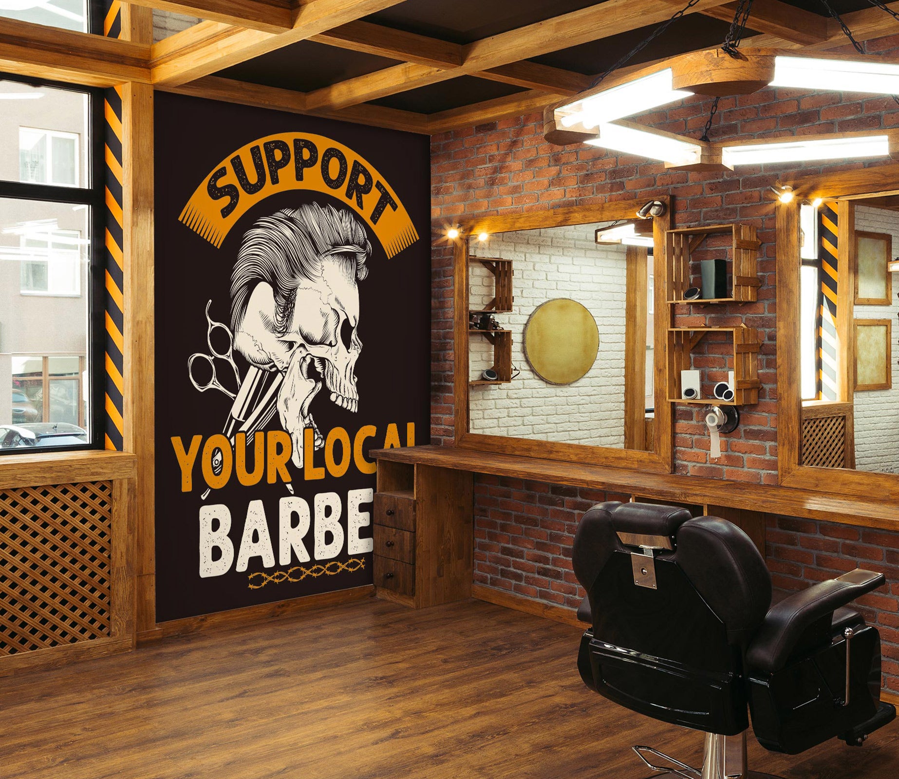 3D Skull Hairstyle 115232 Barber Shop Wall Murals