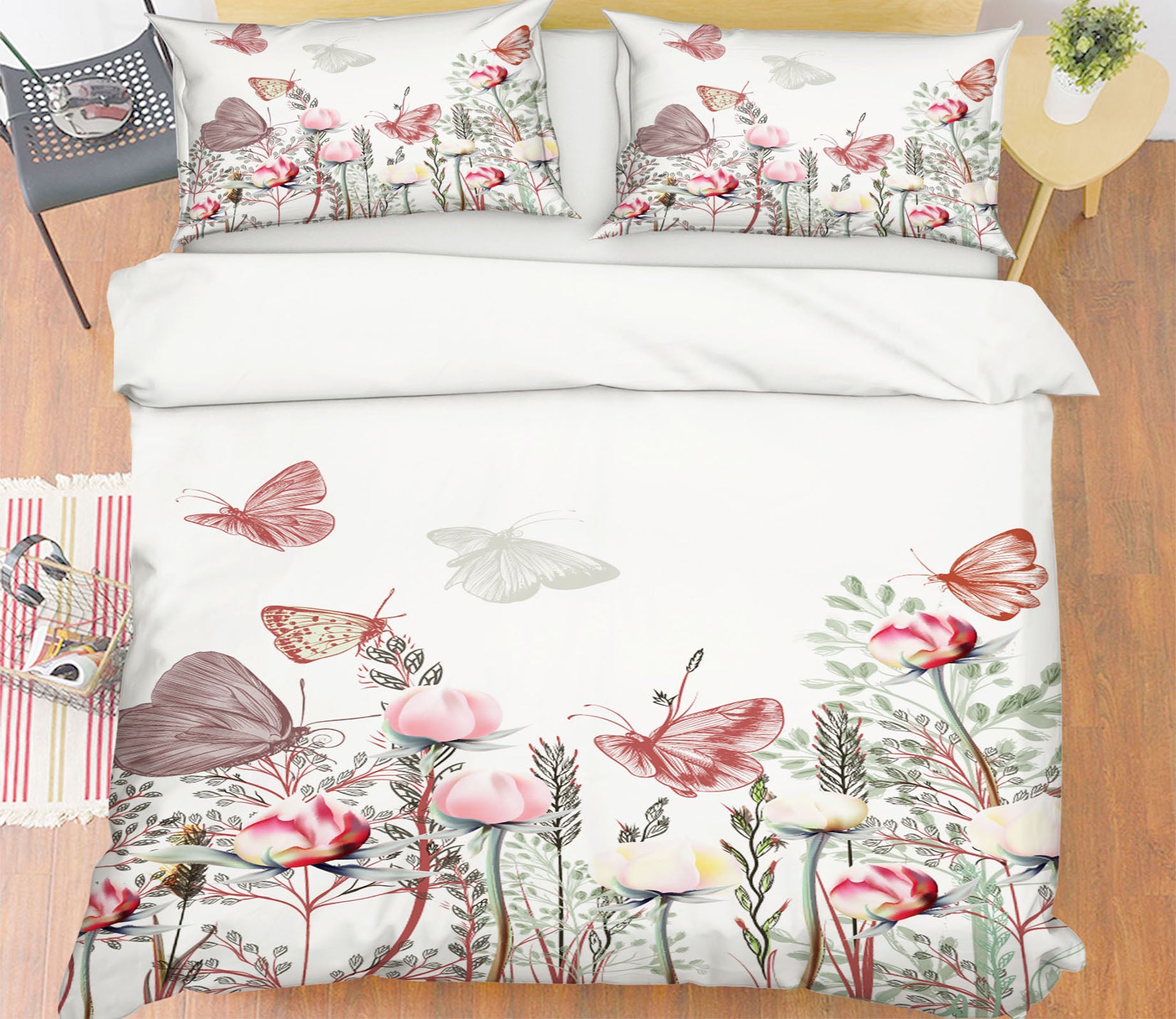 3D Flower Butterfly 15065 Bed Pillowcases Quilt