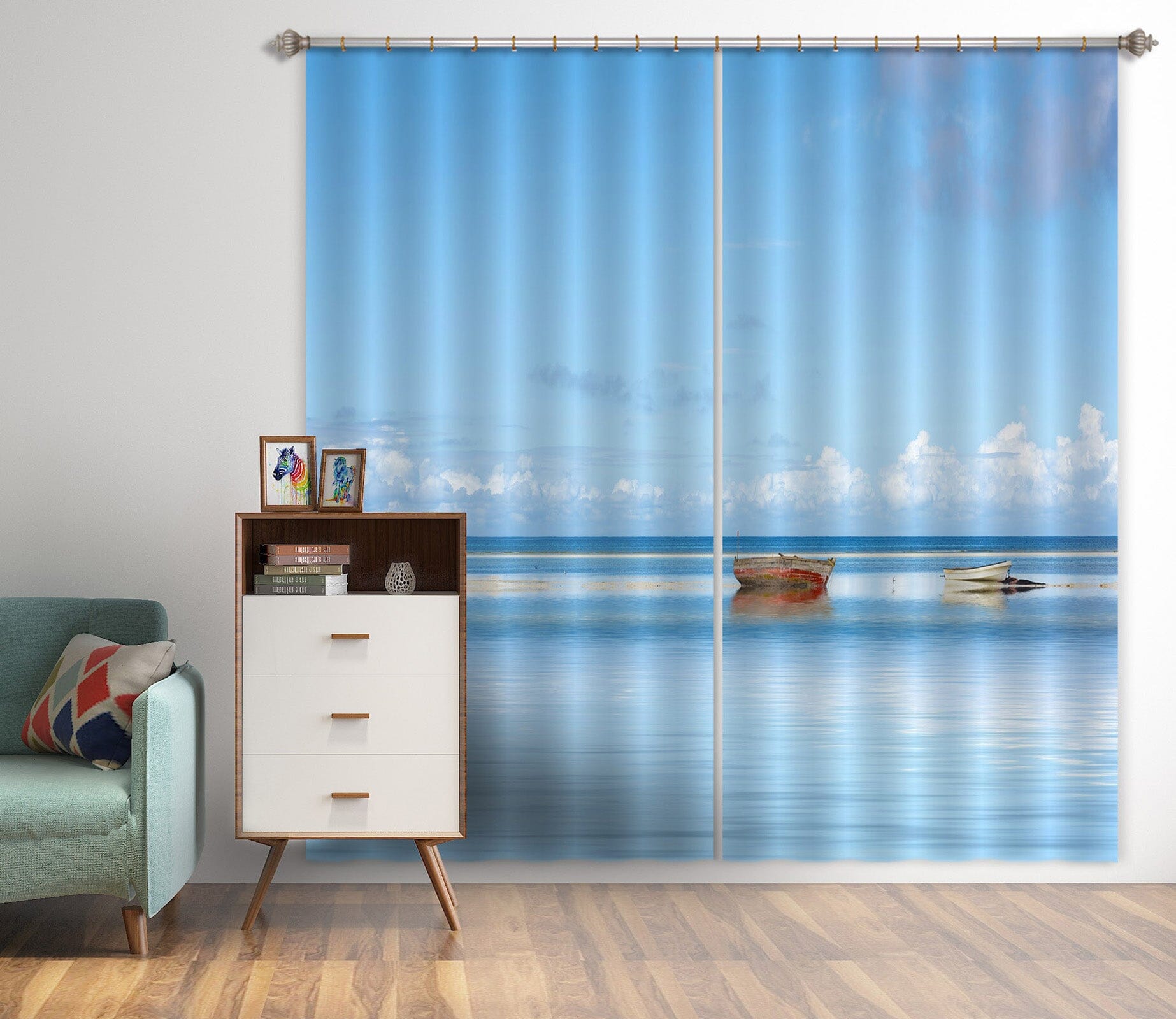 3D Sea Boat 108 Marco Carmassi Curtain Curtains Drapes Curtains AJ Creativity Home 