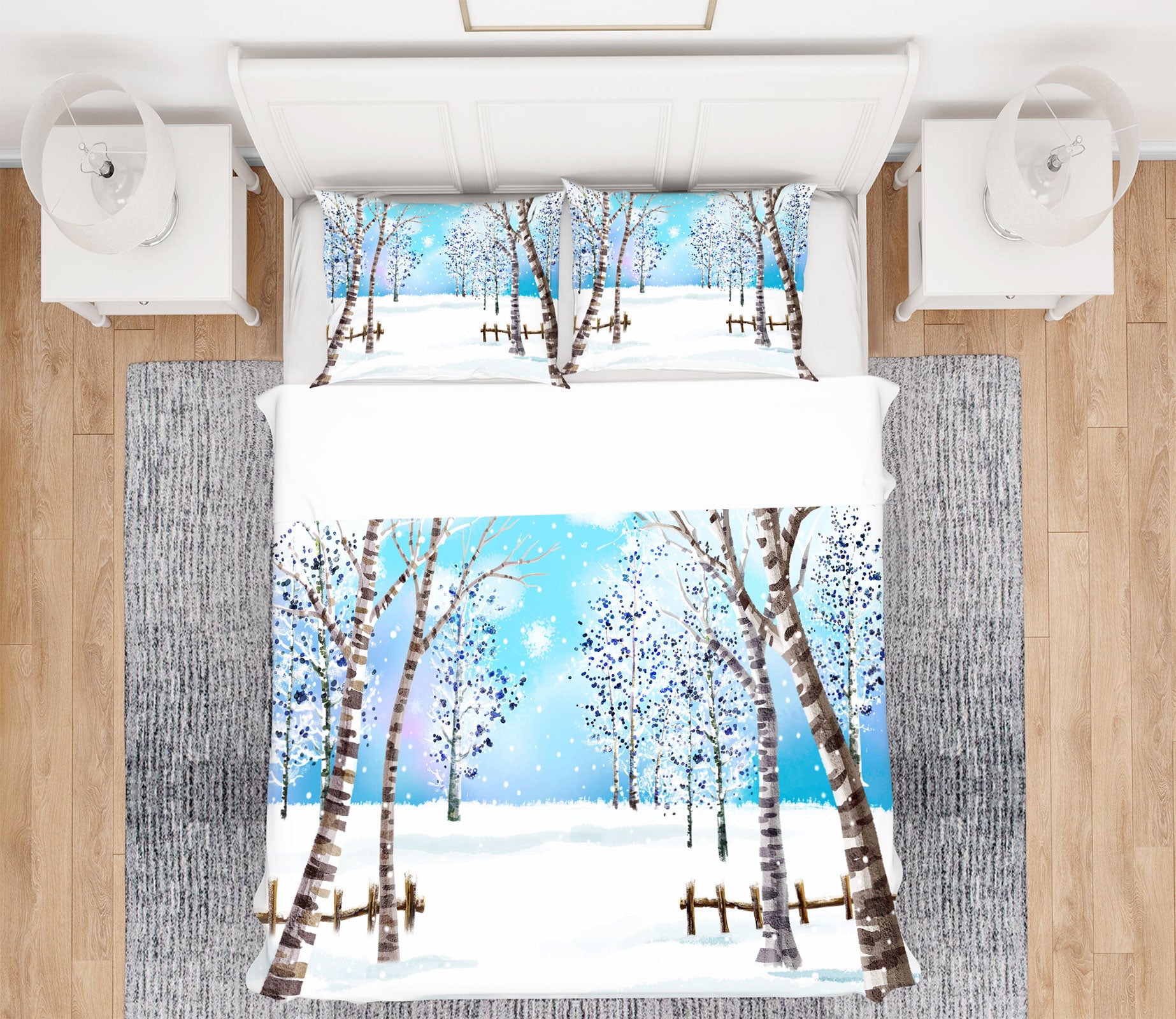 3D Snowfield Tree 59084 Bed Pillowcases Quilt