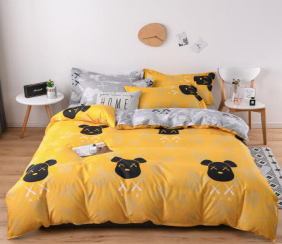 3D Yellow Background Bear 5183 Bed Pillowcases Quilt