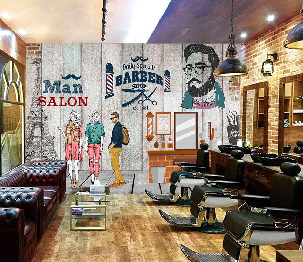 3D Street Girl 1404 Barber Shop Wall Murals Wallpaper AJ Wallpaper 2 