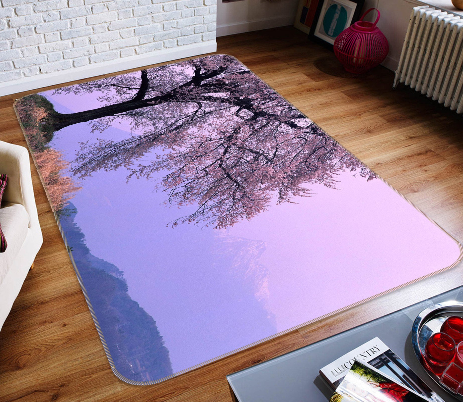 3D Trees Mountain 76026 Non Slip Rug Mat