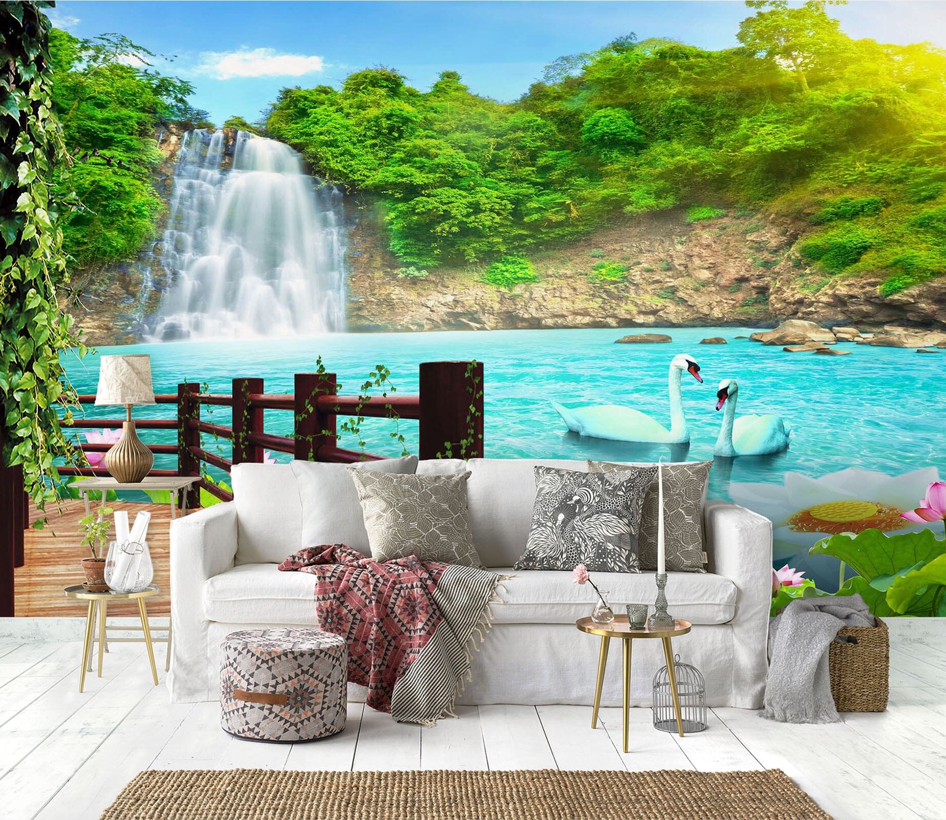 3D Swan Lake 1407 Wall Murals Wallpaper AJ Wallpaper 2 