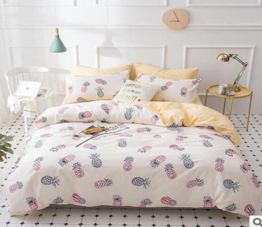 3D Pink Gray Pineapple 17087 Bed Pillowcases Quilt
