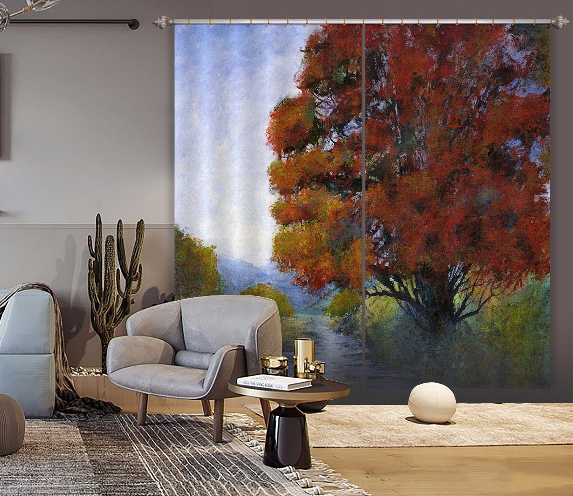 3D River Forest 215 Michael Tienhaara Curtain Curtains Drapes Curtains AJ Creativity Home 