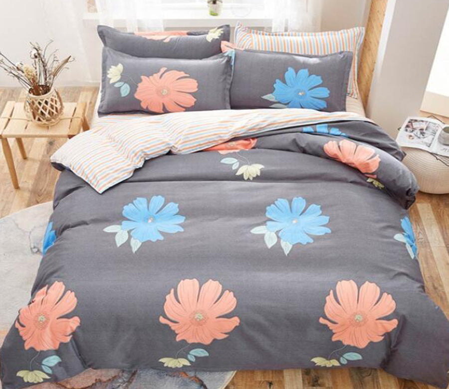 3D Brown Background Blue Safflower 5092 Bed Pillowcases Quilt