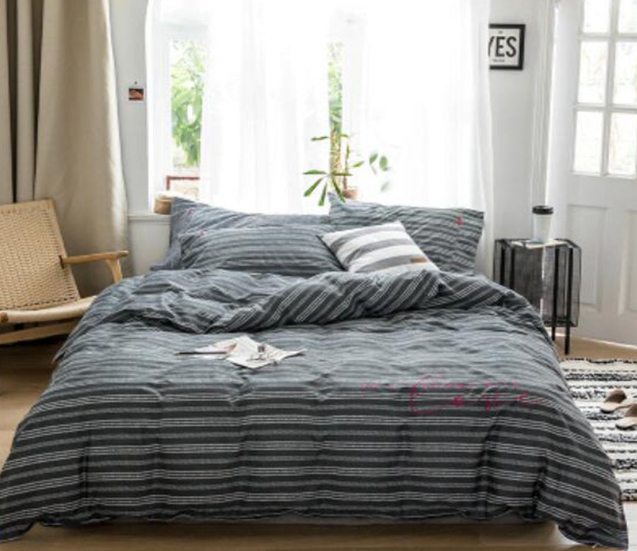 3D Dark Gray Stripes 30212 Bed Pillowcases Quilt