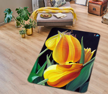 3D Yellow Flowers 11169 Matthew Holden Bates Rug Non Slip Rug Mat