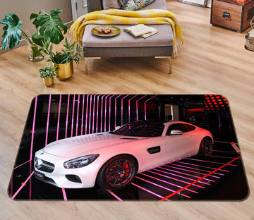 3D White Car 42005 Vehicle Non Slip Rug Mat