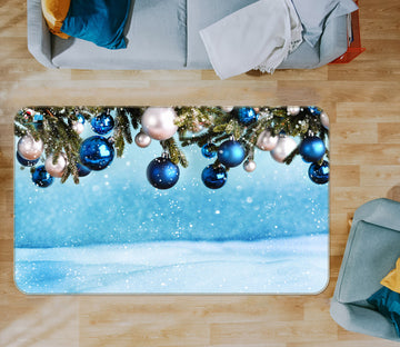 3D Blue Ball 55096 Christmas Non Slip Rug Mat Xmas