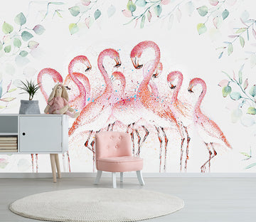 3D Painted Flamingo WC418 Wall Murals