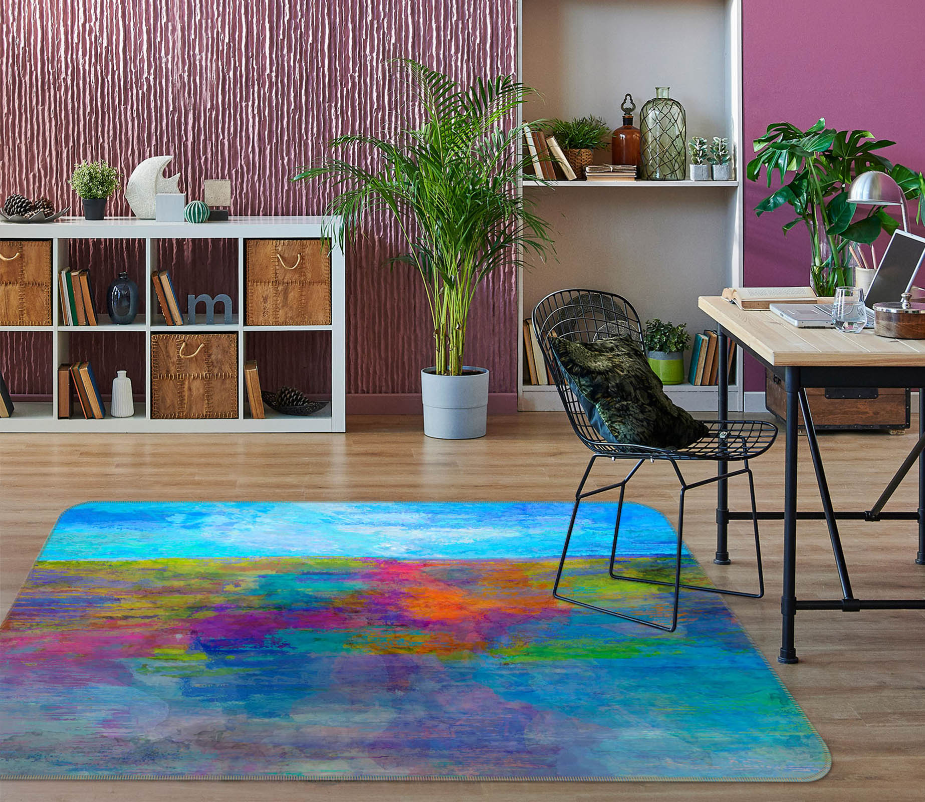 3D Colorful Ink Pattern 84016 Michael Tienhaara Rug Non Slip Rug Mat