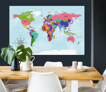 3D Color Pattern 297 World Map Wall Sticker