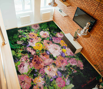 3D Pink Flower Garden 96113 Allan P. Friedlander Floor Mural