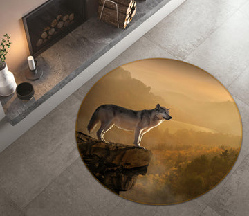 3D Wolf 82290 Animal Round Non Slip Rug Mat