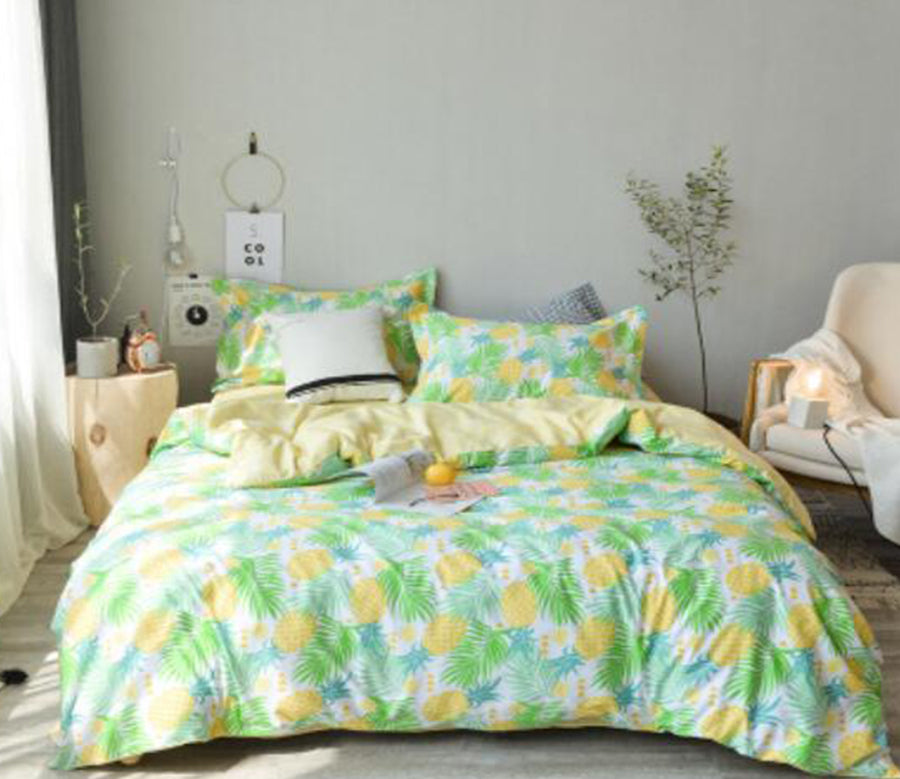 3D Turquoise Yellow Pineapple 14133 Bed Pillowcases Quilt