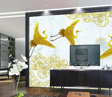 3D Golden Crane WC1001 Wall Murals