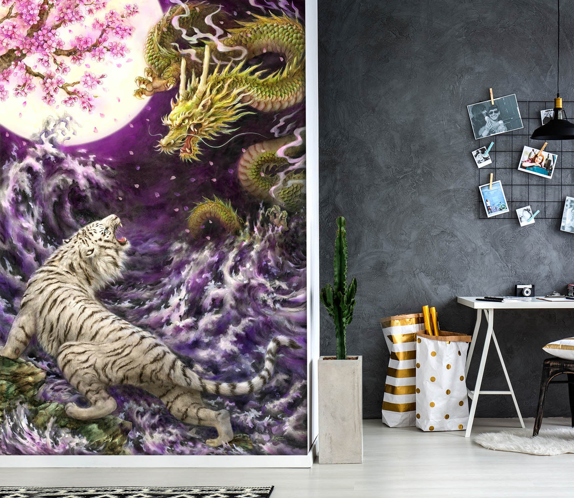 3D Tiger Dragon 5562 Kayomi Harai Wall Mural Wall Murals
