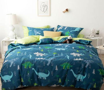 3D Navy Blue Dinosaur 7074 Bed Pillowcases Quilt