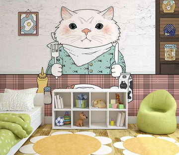 3D Kitten Eating 1457 Wall Murals Wallpaper AJ Wallpaper 2 