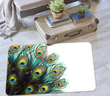 3D Peacock Feather 37078 Non Slip Rug Mat