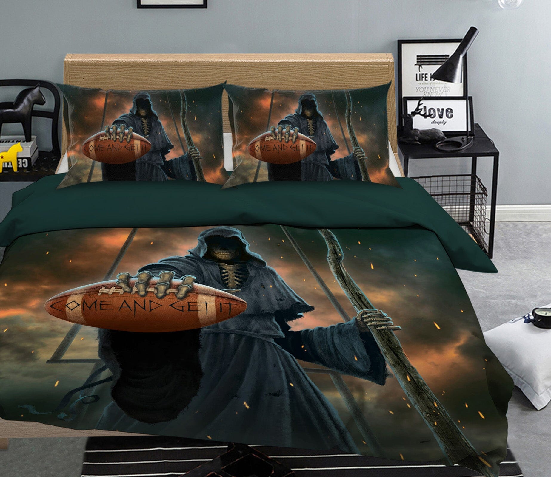3D Football Grim Reaper 033 Bed Pillowcases Quilt Exclusive Designer Vincent Quiet Covers AJ Creativity Home 
