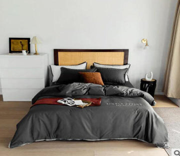 3D Dark Grey 50144 Bed Pillowcases Quilt