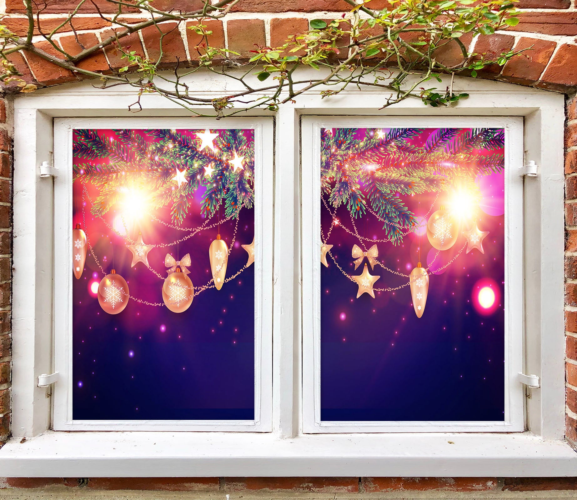 3D Light Post 42199 Christmas Window Film Print Sticker Cling Stained Glass Xmas