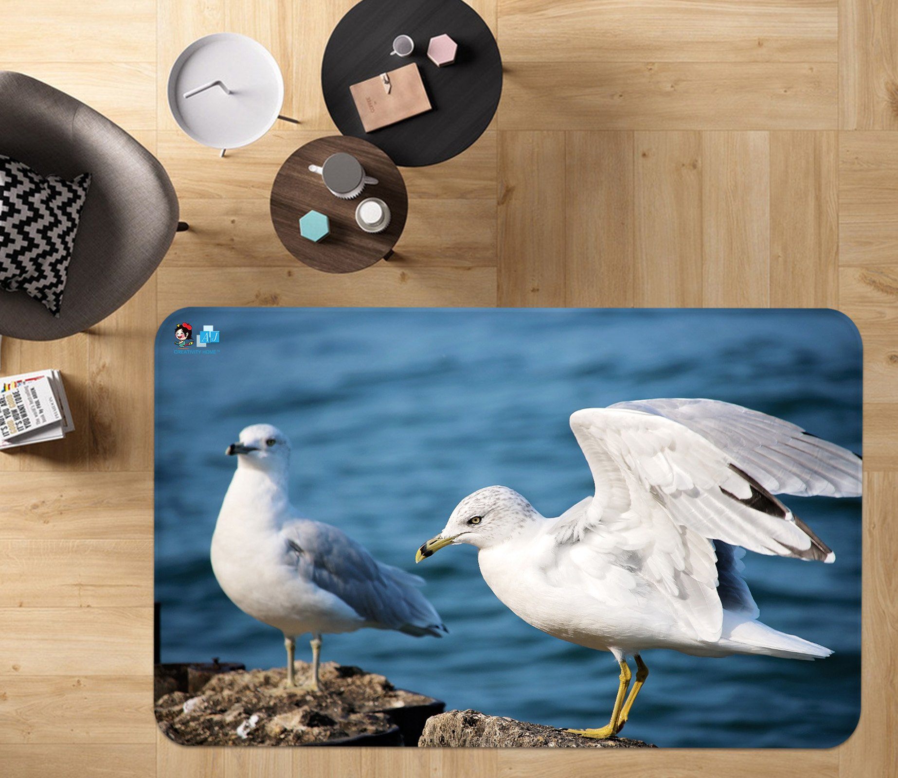 3D Seagull 6524 Non Slip Rug Mat Mat AJ Creativity Home 