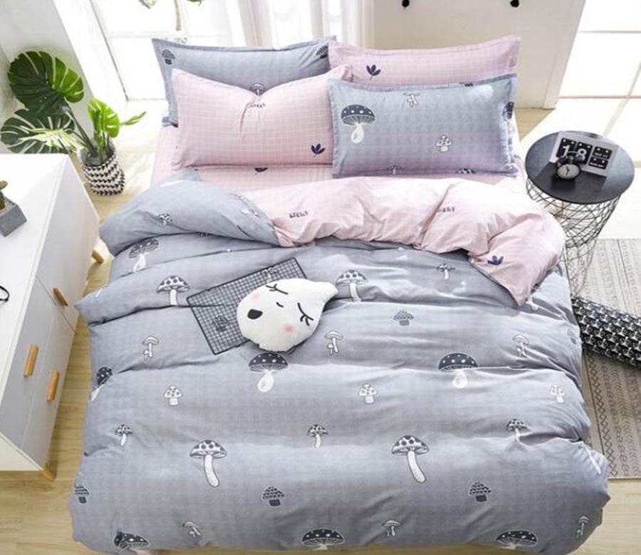 3D Gray Mushroom 5096 Bed Pillowcases Quilt