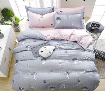 3D Gray Mushroom 5096 Bed Pillowcases Quilt