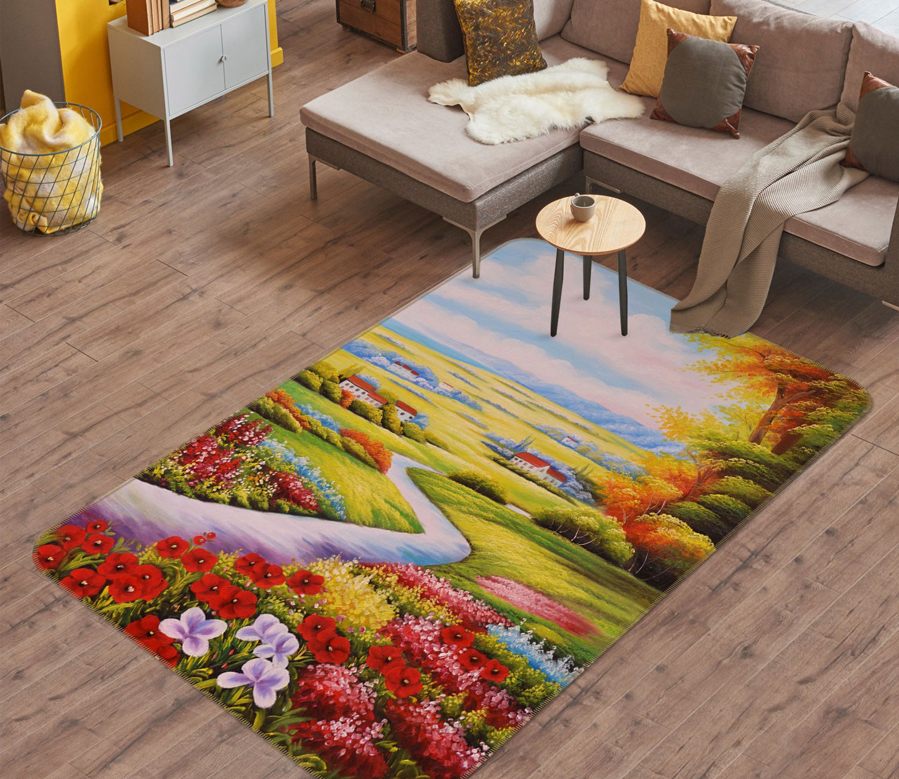 3D Flower Path 34099 Non Slip Rug Mat