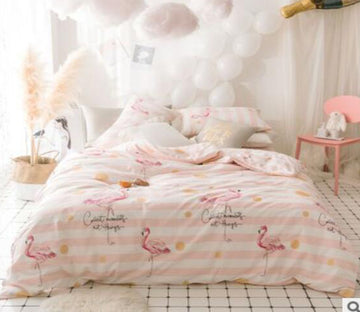 3D Flamingo 20198 Bed Pillowcases Quilt