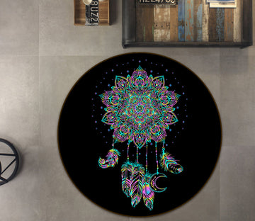 3D Pattern Dream Catcher 29015 Round Non Slip Rug Mat